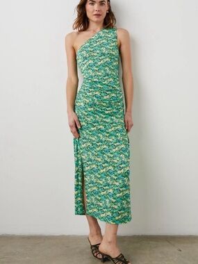 Rails McKayla One-Shoulder Green Floral Midi Dress